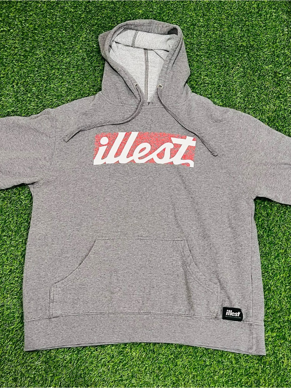 Illest Gray Pullover Hoodie Mens Streetwear Box Logo Size Large💎